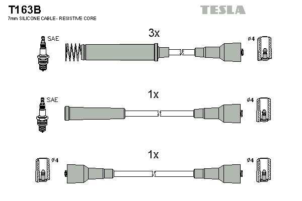 Комплект проводів високої напруги, TESLA Opel Omega, Frontera 86-98), Tesla T163B