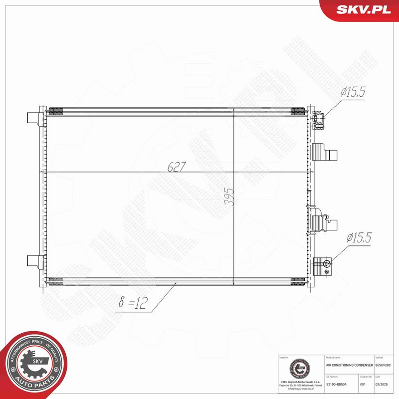 ESEN SKV 86SKV283 Condenser, air conditioning