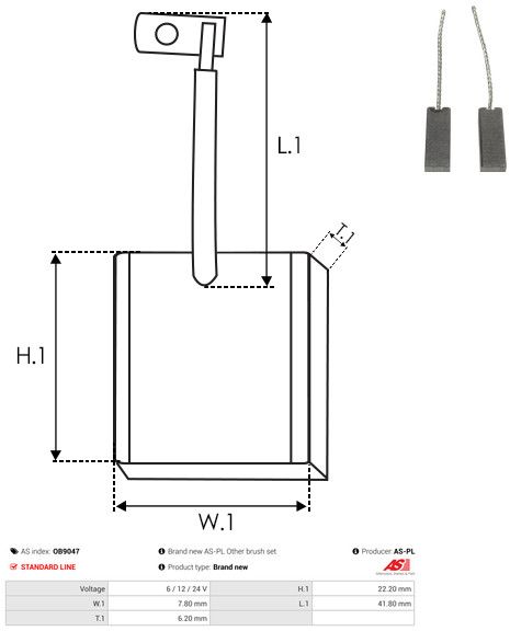 AS-PL OB9047 Carbon Brush, alternator
