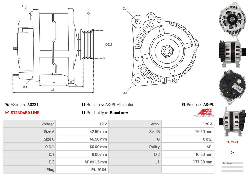 AS-PL A3221 Alternator