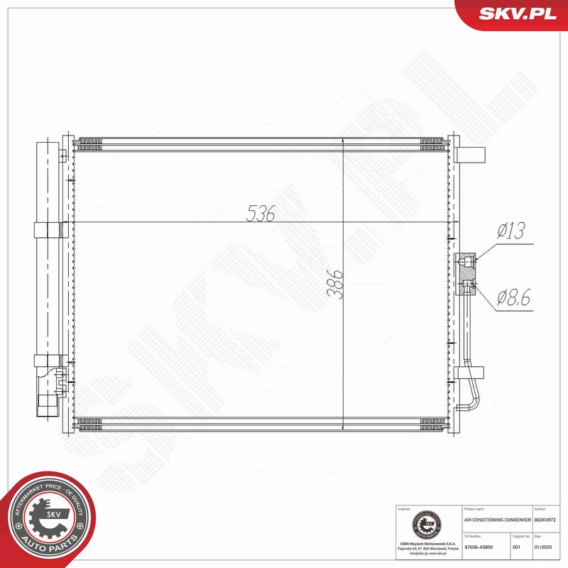 ESEN SKV 86SKV072 Condenser, air conditioning