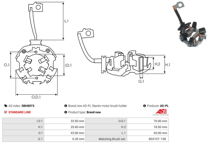 Kinnitus, süsinikuharjad, AS-PL SBH0073