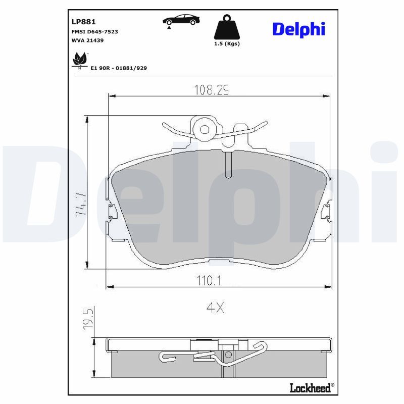 set placute frana,frana disc LP881 DELPHI