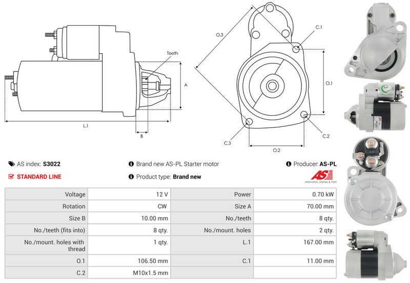 Starter, AS-PL S3022
