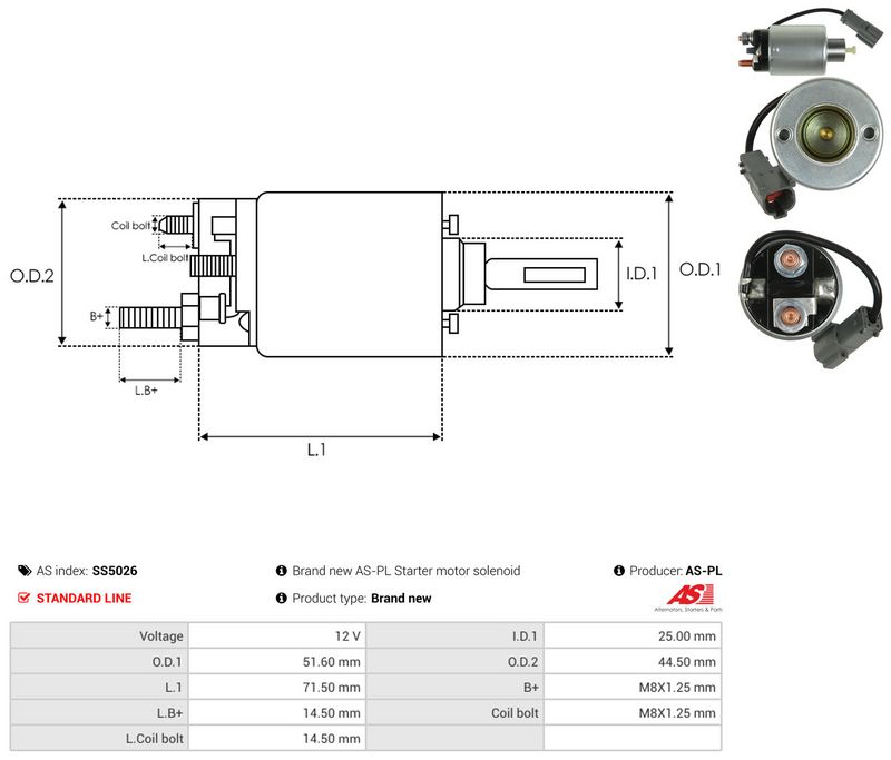 AS-PL SS5026 Solenoid Switch, starter