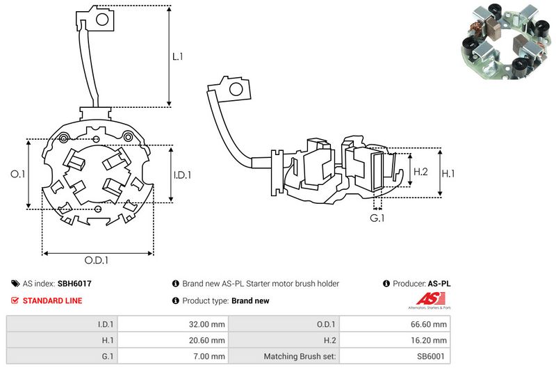 AS-PL SBH6017 Holder, carbon brushes