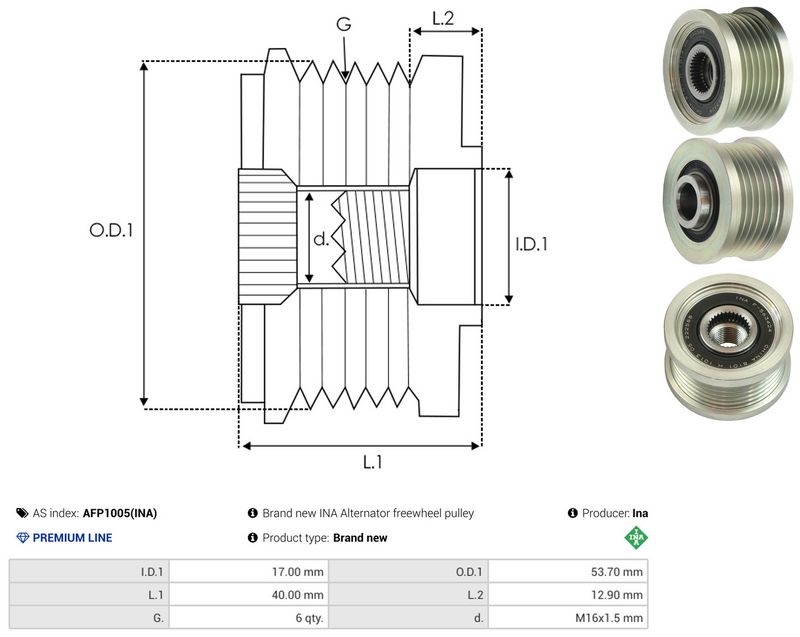 AS-PL AFP1005(INA) Alternator Freewheel Clutch