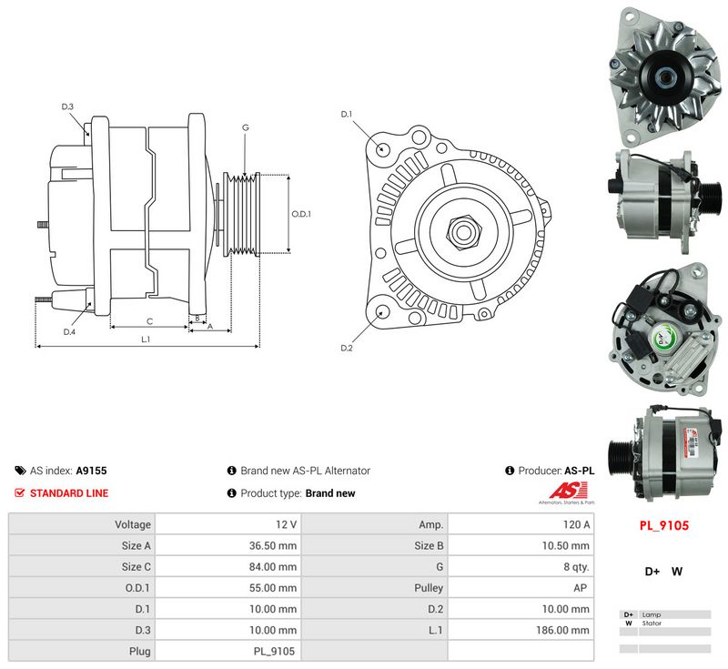 AS-PL A9155 Alternator