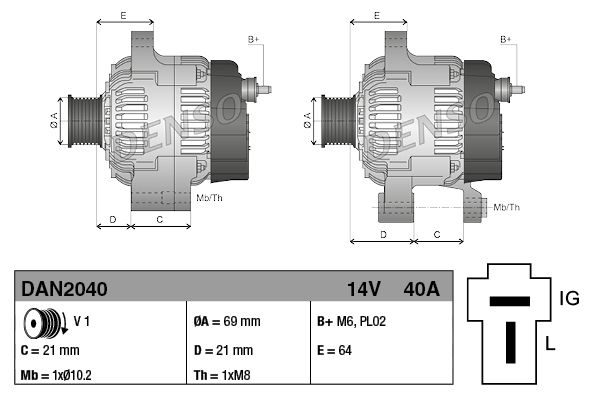 DENSO DAN2040 Alternator