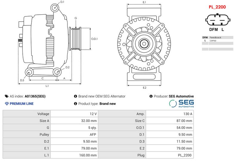 Brand new OEM SEG Alternator
