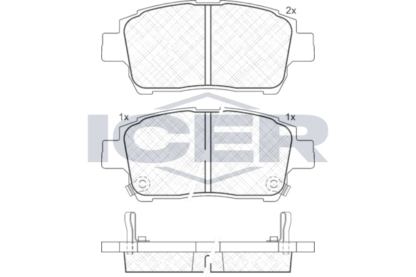 Комплект гальмівних накладок, дискове гальмо, Icer 181386