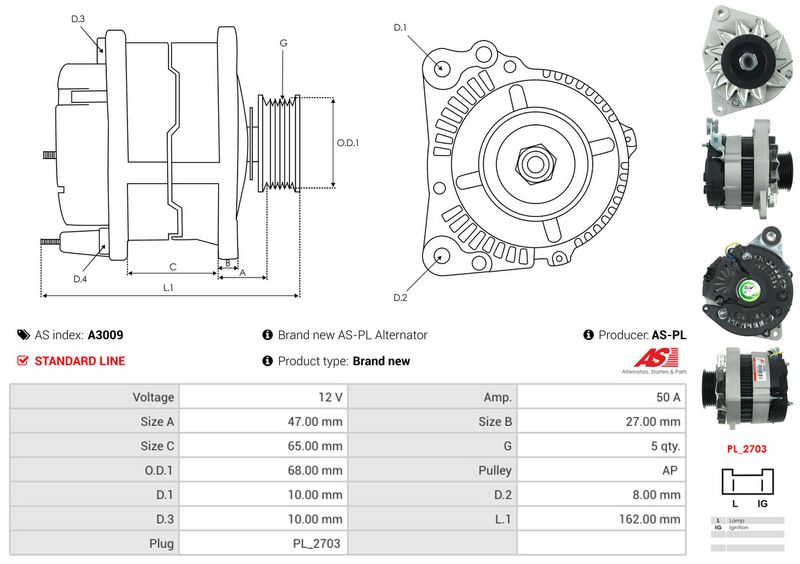 AS-PL A3009 Alternator