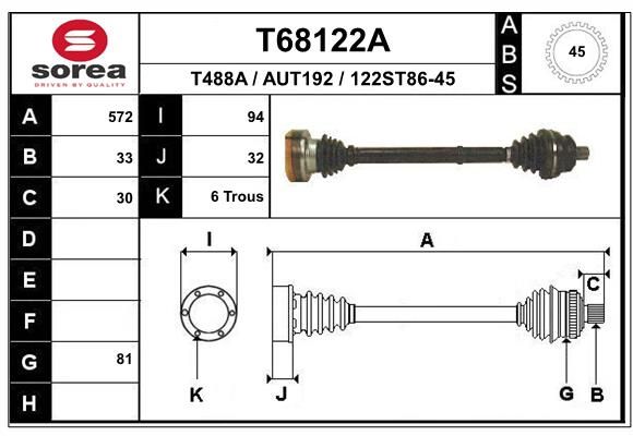 EAI hajtótengely T68122A