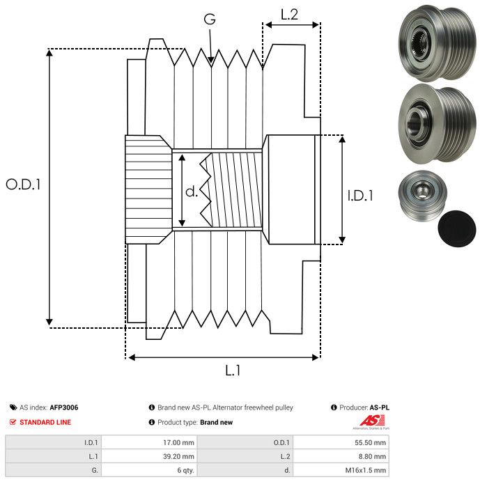AS-PL AFP3006 Alternator Freewheel Clutch