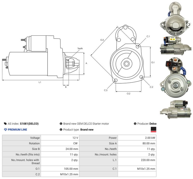 Starter, AS-PL S1081(DELCO)