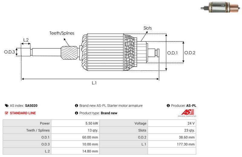 AS-PL SA5020 Armature, starter