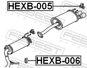 Комплект для монтажу, система відведення вг, Febest HEXB-006