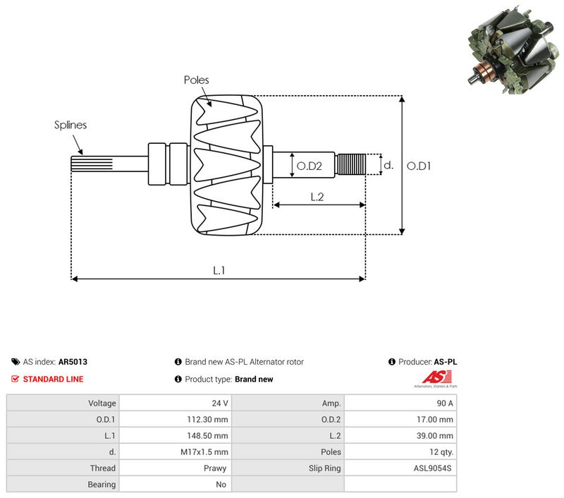 rootor, generaator, AS-PL AR5013