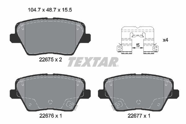 Комплект гальмівних накладок, дискове гальмо, Textar 2267501