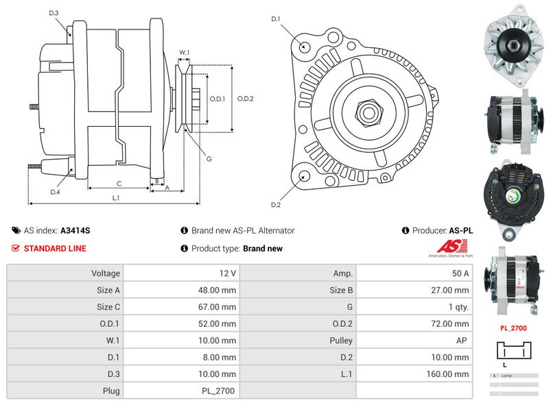 AS-PL A3414S Alternator