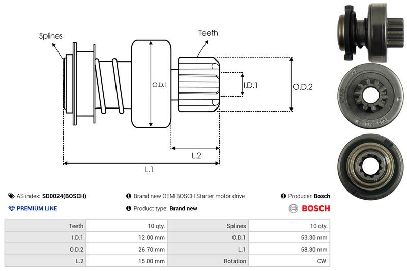 AS-PL SD0024(BOSCH) Freewheel Gear, starter