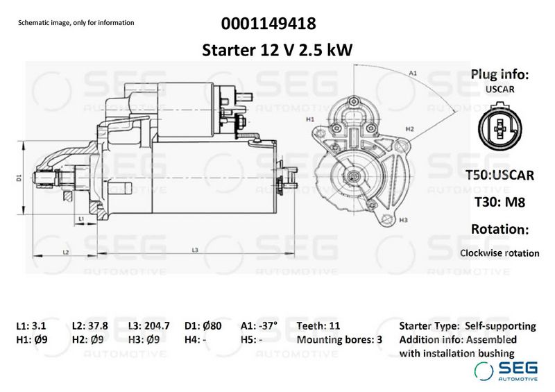 SEG Automotive 0001149418 Starter