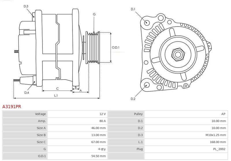 AS-PL A3191PR Alternator