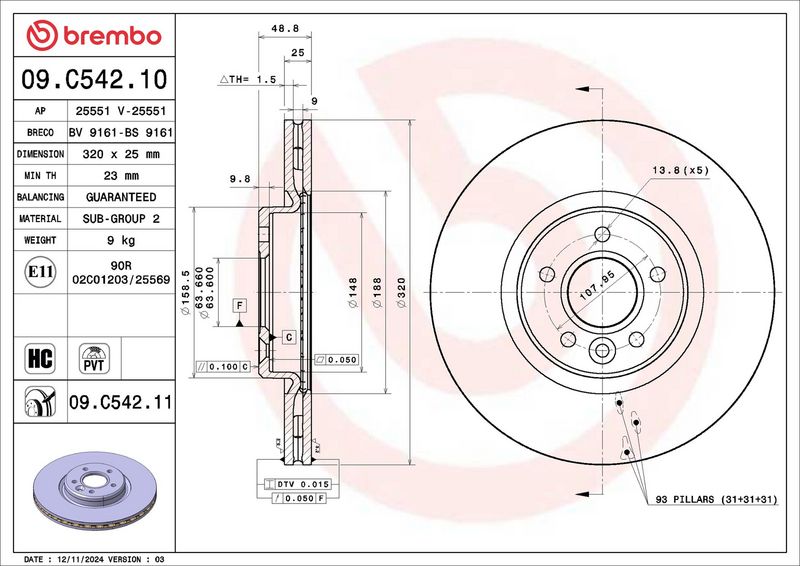 BREMBO 09.C542.11 Brake Disc