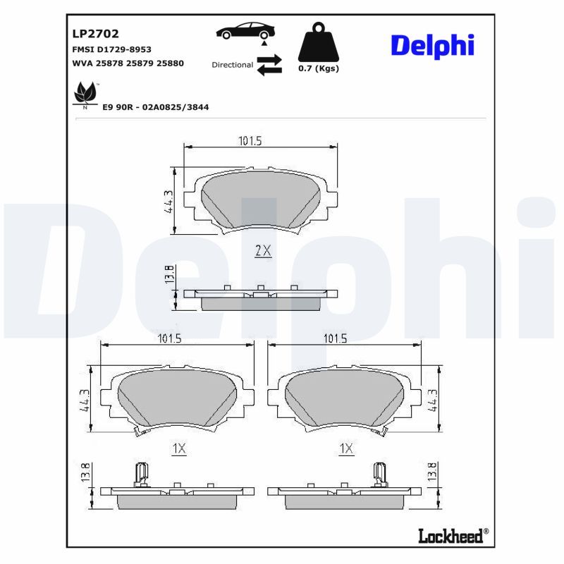 Piduriklotsi komplekt, ketaspidur, DELPHI LP2702
