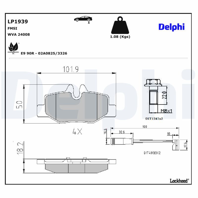 DELPHI LP1939 Brake Pad Set, disc brake