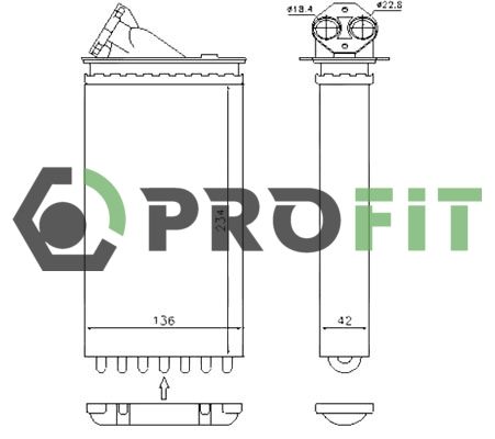 Теплообмінник, система опалення салону, Profit 1760-0374