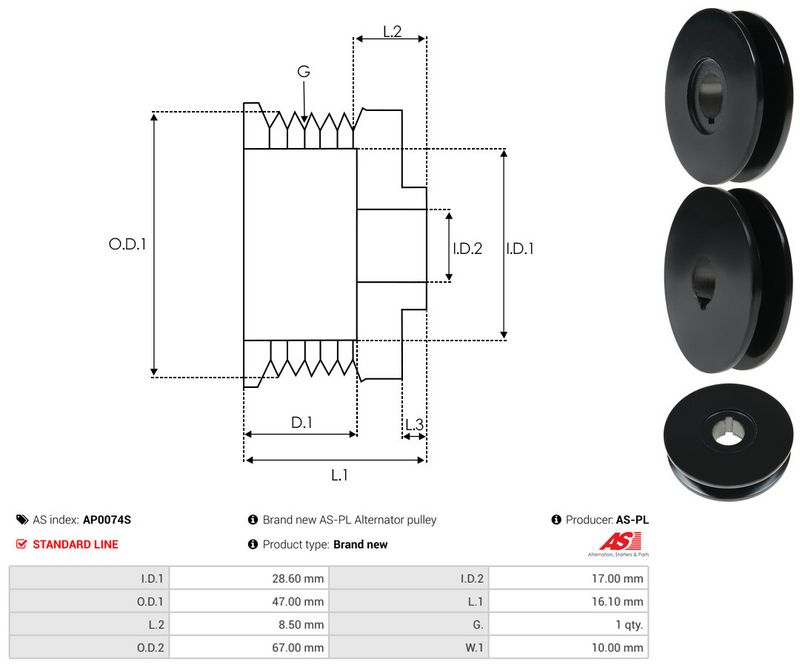 Rihmaratas, generaator, AS-PL AP0074S