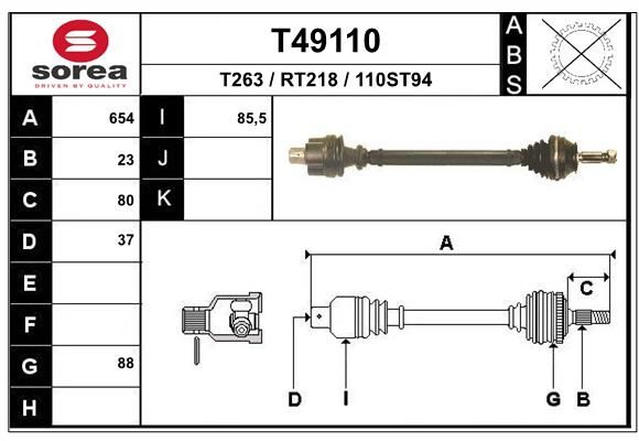 EAI hajtótengely T49110