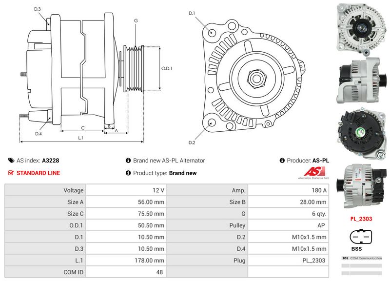 AS-PL A3228 Alternator