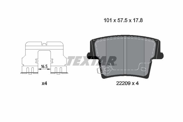 Комплект гальмівних накладок, дискове гальмо, Textar 2220901