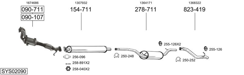 BOSAL kipufogórendszer SYS02090