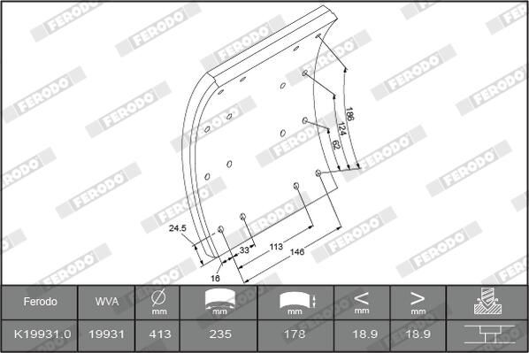 Ferodo Brake Lining Kit, drum brake K19931.0-F3653