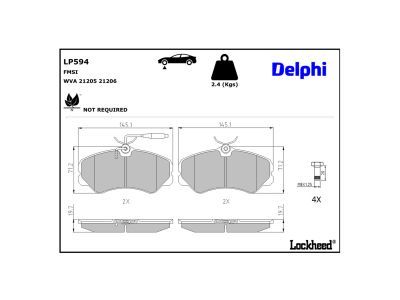 DELPHI LP594 - Diskinių stabdžių kaladėlių komplektas