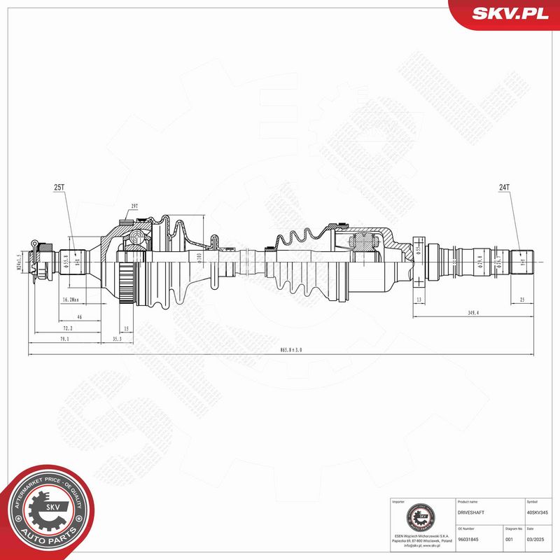 ESEN SKV 40SKV345 Drive Shaft