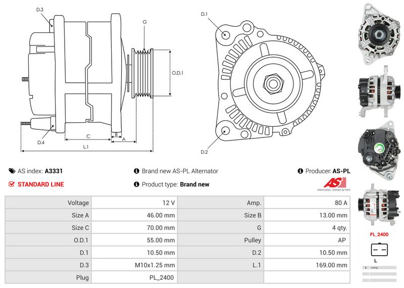 AS-PL A3331 Alternator