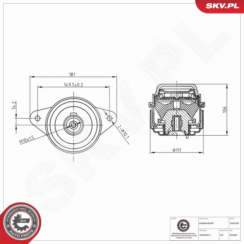 ESEN SKV 75SKV323 Mounting, engine