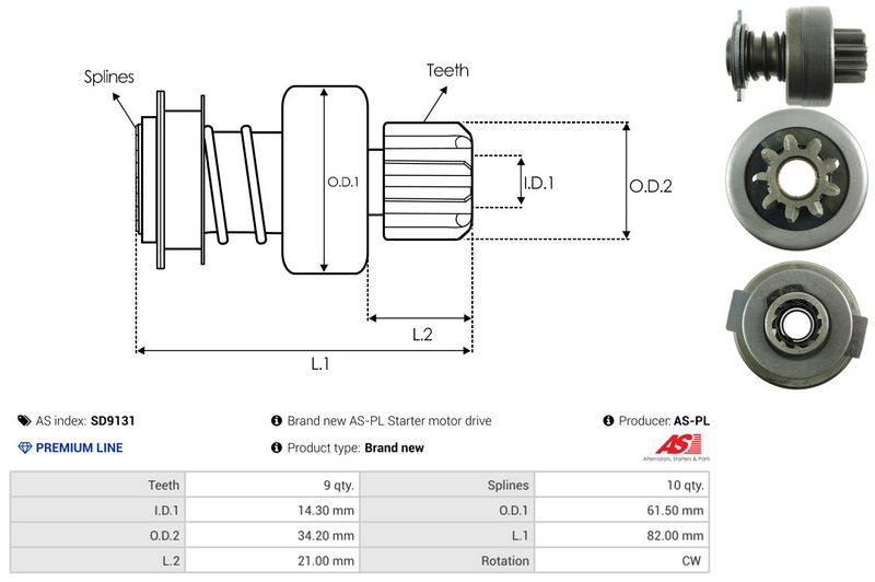AS-PL SD9131 Freewheel Gear, starter
