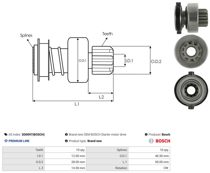 AS-PL SD0097(BOSCH) Freewheel Gear, starter