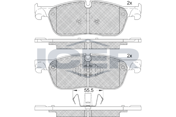 Комплект гальмівних накладок, дискове гальмо, Icer 182236-203