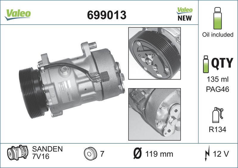 VALEO Compressor, airconditioning 699013