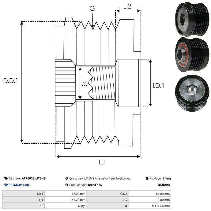 AS-PL AFP6033(LITENS) Alternator Freewheel Clutch
