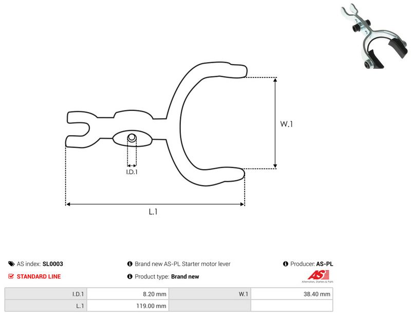 AS-PL SL0003 Starter Lever, carburettor
