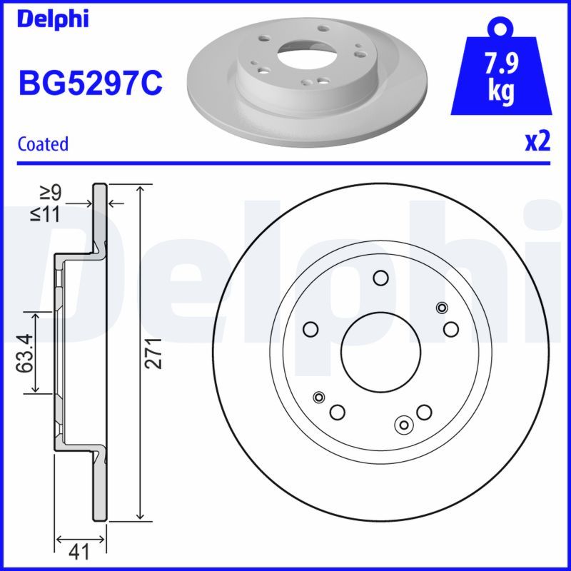 DELPHI тормозной диск задний FORD FOCUS 18-