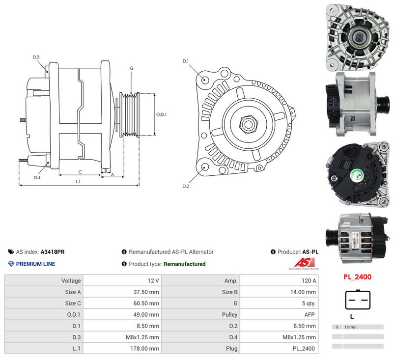 Generaator, AS-PL A3418PR