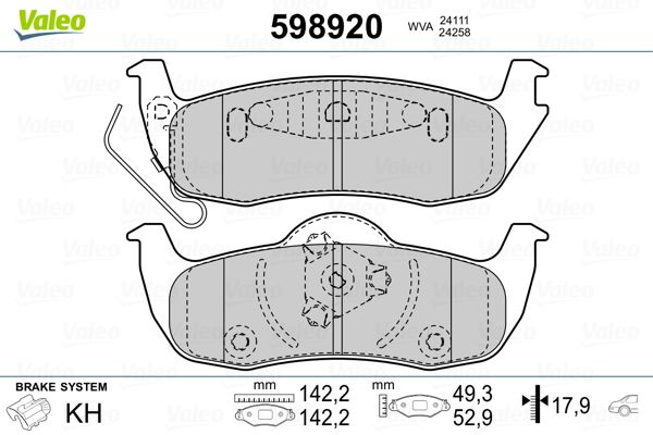 VALEO Remblokkenset, schijfrem 598920